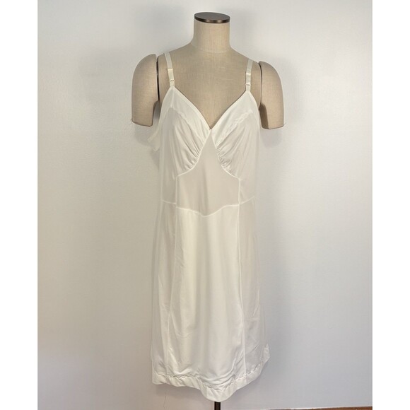 VTG ILGWU Wonder Val Ivory White Cream Dress Full Slip Lingerie SZ 44 / XL - Picture 1 of 9